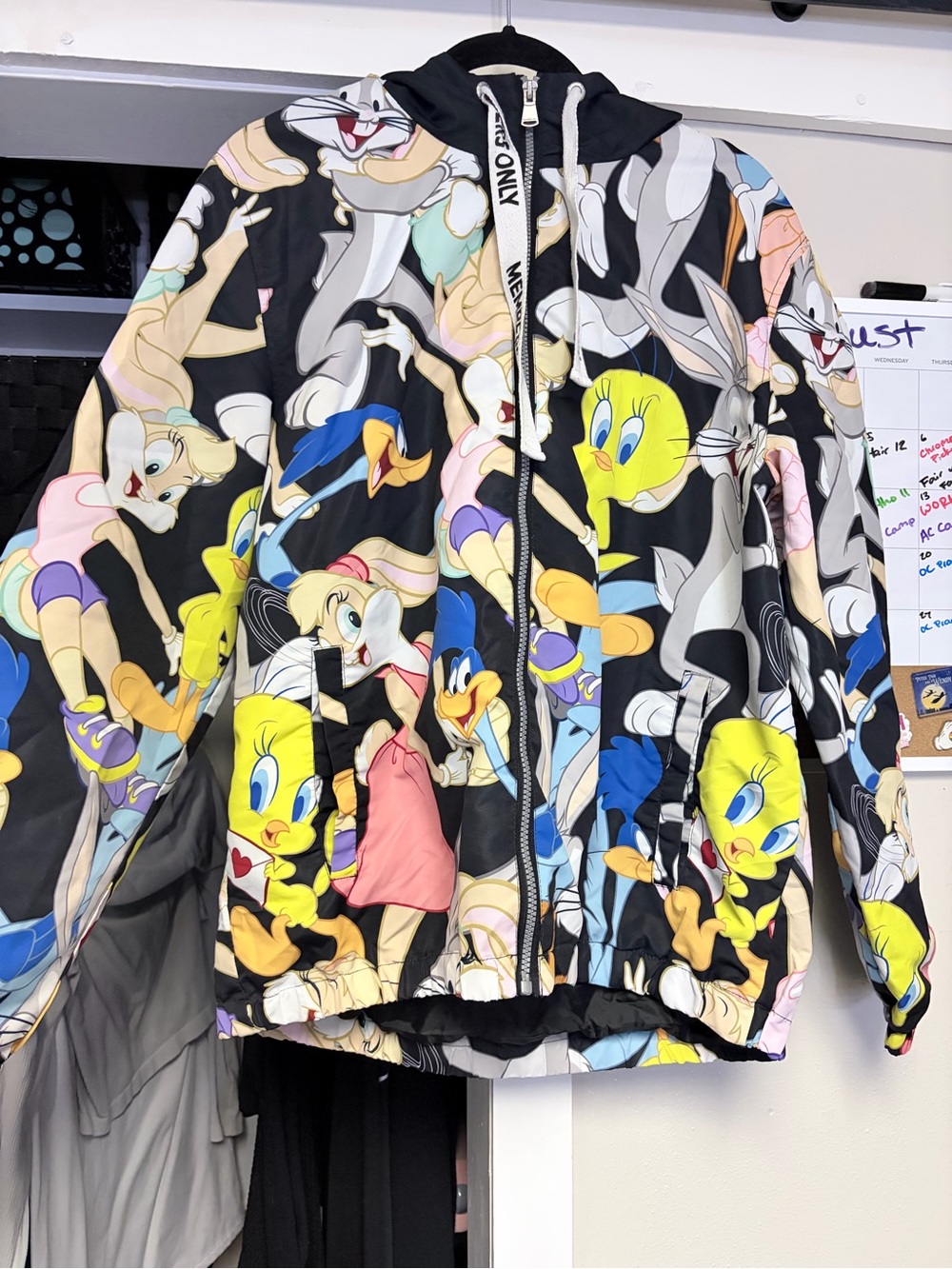 Black Hooded Wind Breaker - Looney Tunes